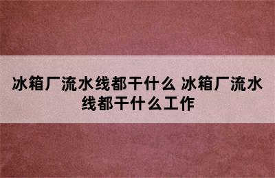 冰箱厂流水线都干什么 冰箱厂流水线都干什么工作